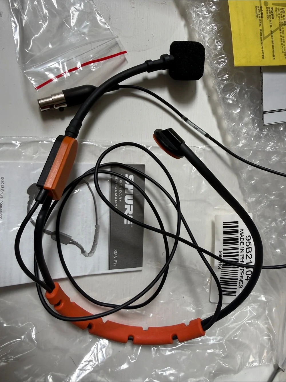 Shure Orange Headset Fitness Microphone - SM31FH
